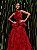 Vestido Longo Peplum Vermelho Flor - Imagem 2