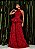 Vestido Longo Peplum Vermelho Flor - Imagem 1