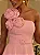 Vestido Rosa Curto com Aplicação de Flores Buquê - Imagem 2