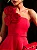 Vestido Vermelho Curto com Aplicação de Flores Buquê - Imagem 2