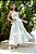 Vestido Midi Off White em Crepe com Aplicações de Rosas Kiara - Imagem 1