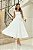 Vestido Midi Branco em Crepe com Aplicações Flores Fiorella - Imagem 1