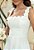 Vestido Midi Branco em Crepe com Aplicações Flores Fiorella - Imagem 3