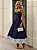 Vestido Midi Marinho Crepe Ravena e Renda Joe - Imagem 1