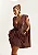 Vestido Curto Capa com Cinto Marrom Charme - Imagem 3