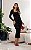 Vestido Midi em Tule Aveludado Preto com Drapeado Milly - Imagem 1