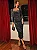 Vestido Midi em Tule Aveludado Preto com Drapeado Milly - Imagem 1
