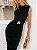 Vestido Midi Malha Fluid Preta com Ombreiras Aldeny - Imagem 2