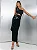Vestido Midi Justo em Crepe Preto Assimétrico com Pedrarias Scandal - Imagem 1