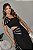 Vestido Midi Justo em Crepe Preto Assimétrico com Pedrarias Scandal - Imagem 3