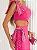 Vestido Midi Justo em Crepe Pink Assimétrico com Pedrarias Scandal - Imagem 3