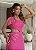 Vestido Midi Justo em Crepe Pink Assimétrico com Pedrarias Scandal - Imagem 3