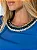 Cropped em Crepe Azul com Ombreiras e Gola Bordada Brasilcore - Imagem 2
