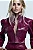 Conjunto Marsala em Couro PU Jaqueta Cropped Gola Alta e Calça com Zíper Nara - Imagem 3