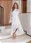 Vestido Mídi Off White em Renda com Recortes em Crepe Kamila - Imagem 1