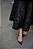 Vestido Midi Evasê em Jacquard Floral Preto com Costas Vazadas - Imagem 3