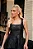 Vestido Midi Evasê em Jacquard Floral Preto com Costas Vazadas - Imagem 2