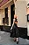Vestido Midi Evasê em Jacquard Floral Preto com Costas Vazadas - Imagem 4