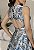 Vestido Midi Evasê em Jacquard Floral Azul com Costas Vazadas - Imagem 4