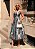 Vestido Midi Evasê em Jacquard Floral Azul com Costas Vazadas - Imagem 1