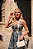 Vestido Midi Evasê em Jacquard Floral Azul com Costas Vazadas - Imagem 3