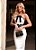 Vestido Mídi Ajustado Preto e Branco com Aplicações de Renda Lany - Imagem 2