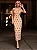 Vestido Midi Justo Nude Estilo Corset com Pedrarias Pretas e Laço Removível - Imagem 3
