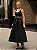 Vestido Midi Rodado Preto com Laço Removível Bordado em Pérolas - Imagem 1