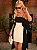 Vestido Curto Bicolor Preto e Branco com Laços Lanuce - Imagem 1