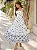 Vestido Mídi Bordado Off-White com Azul-Marinho Jasmine - Imagem 1