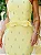 Vestido Mídi em Crepe de Alfaiataria Amarelo Manteiga com Gola Halter e Pedrarias - Imagem 2