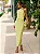 Vestido Mídi em Crepe de Alfaiataria Amarelo Manteiga com Gola Halter e Pedrarias - Imagem 1