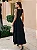 Vestido Mídi Preto em Crepe Godê com Bordado Roberta - Imagem 3