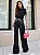 Calça Sarja Wide Leg Preta Jewellery com Bordado Manual de Pedrarias - Imagem 1