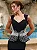 Conjunto Mídi Preto em Alfaiataria com Peplum e Bordado de Pérolas Gisele - Imagem 2