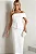 Vestido Mídi em Crepe Alfaiataria Off-White Assimétrico de Um Ombro Só com Peplum - Imagem 2