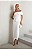 Vestido Mídi em Crepe Alfaiataria Off-White Assimétrico de Um Ombro Só com Peplum - Imagem 3