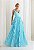 Vestido Longo Azul Plissado em Chiffon com Babados Jasmim - Imagem 1