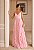 Vestido Longo Rosa Plissado em Chiffon com Babados Jasmim - Imagem 1