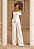 Macacão Longo em Alfaiataria Premium Off-White com Peplum e Laço | Sares - Imagem 3