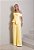 Macacão Longo em Alfaiataria Premium Amarelo com Peplum e Laço | Sares - Imagem 1
