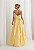Vestido Longo Amarelo Plissado em Chiffon com Babados Jasmim - Imagem 3
