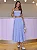 Conjunto Midi Saia Rodada e Cropped Bordado Azul | Adriana - Imagem 1