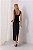Vestido Midi Alfaiataria Preto Peplum com Flores - Imagem 2