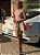 Vestido Curto Nude Bordado Gola - Imagem 1