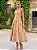 Vestido Midi Bege Listrado com Cinto | Elisa - Imagem 1