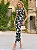 Vestido Lírio Branco de Malha Jersey Floral Fundo Preto | Bony - Imagem 1