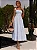 Vestido Midi Azul e Branco Flores 3D | Annelise - Imagem 1