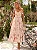 Vestido Midi Floral Bege com Cinto e Laço | Isabelle - Imagem 1