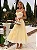 Vestido Midi Amarelo Manteiga em Linho com Renda Chantilly | Aurora - Imagem 1